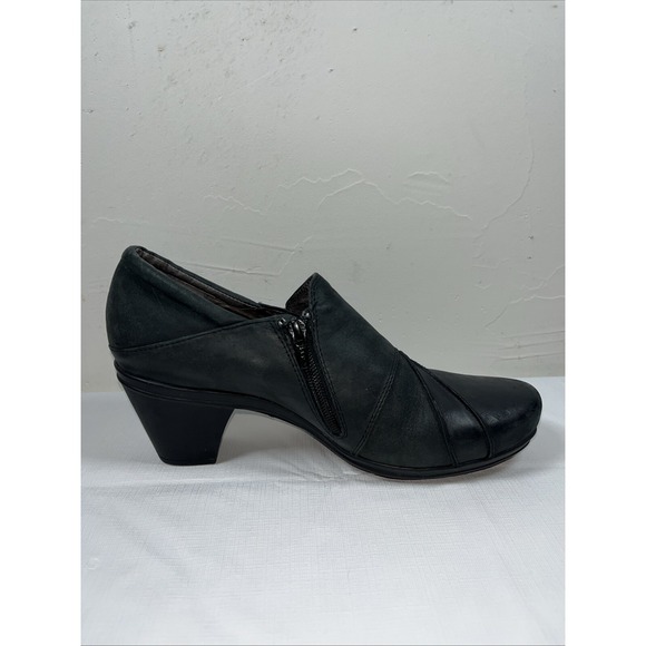 Abeo B.I.O Womens Rikki Black Leather Zip Loafer Bootie Shoes Sz 9.5M Comfort - Picture 6 of 16